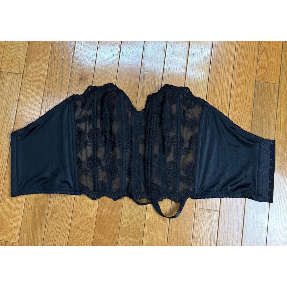Victoria's Secret Black Lace Corset Bustier Bra Top 36C Strapless Underwire Goth